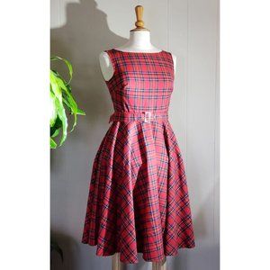 Vintage Retro 50s Red Tartan Plaid Pinup Dress #29